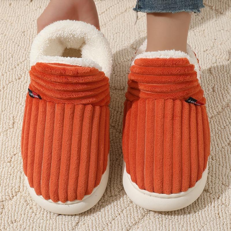One-button bag heel cotton shoes women's winter indoor comfort and warmth thick-soled non-slip cotton slippers Cixi