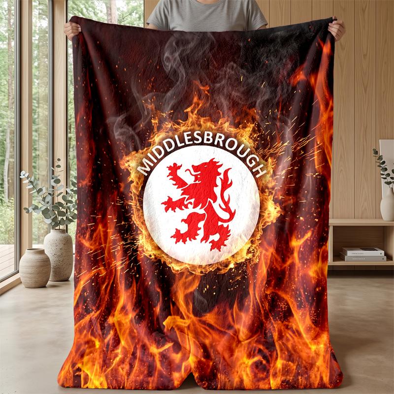 Coperta in Flanella con Stampa del Middlesbrough Football, Coperta Morbida Calda Leggera per Divano Letto Campeggio