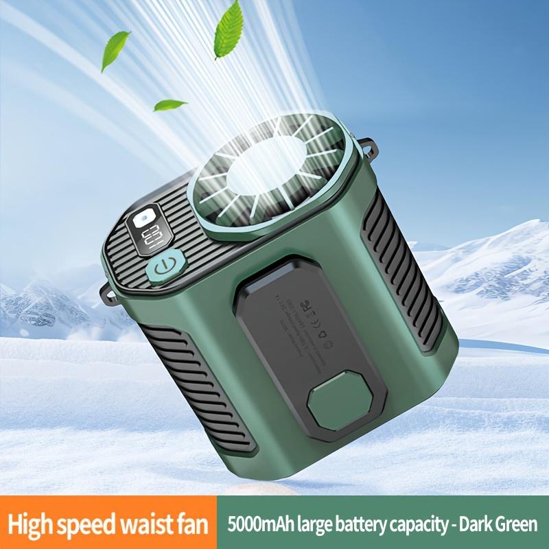 

5000 мАч портативный вентилятор с зажимом для талии, сверхдлительное время ожидания, встроенный фонарик, перезаряжаемый аккумуляторный вентилятор, носимый вентилятор для ношения на поясе