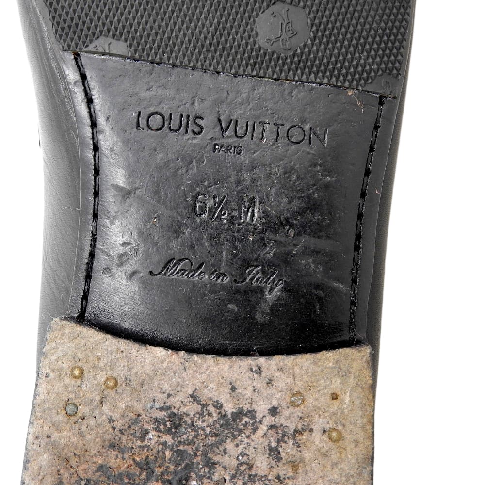 LOUIS VUITTON Damier Infini Embossed Logo Square Toe Flat Loafers Men's Black Size 6 1/2 FA0086 shoes 6.5 blackUsed
