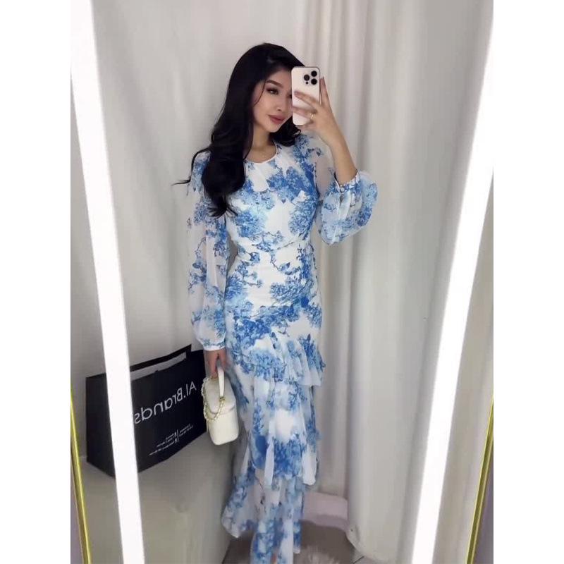 2025 Spring European & American Style Small Floral Chiffon Dress for Women