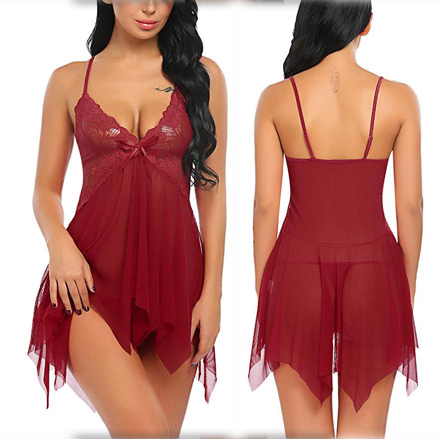 European and American Sexy Multicolor Mesh Suspender Lingerie Pajamas