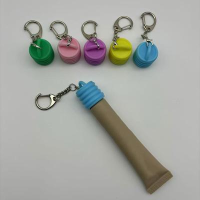 Portable Lip Gloss Keychain Caps Plastic Lid Holder Keyring Pendant for Lip Balm Bag Pendant Makeup Tool Accessories