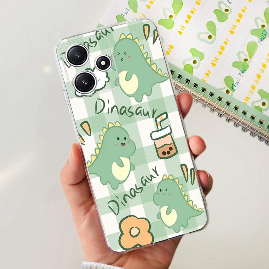 Cute Flower Cat Painted Case For Xiaomi Redmi 12 5G 2023 Soft Silicone TPU Back Cover For Redmi12 5G Global Phone Bumper