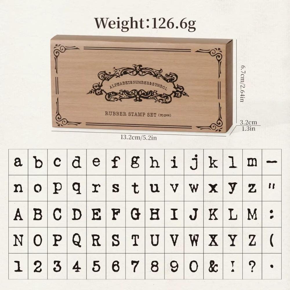 

70 Pcs Wooden Handle Wooden Rubber Stamp Set Standard Size Crafting Alphabet Letter Stamp Precise Durable Standard Seal Stamp