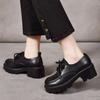 thick-soled lace-up small leather shoes women's autumn new fashion heightening single shoes non-slip and wear-resistant versatile low-top shoes