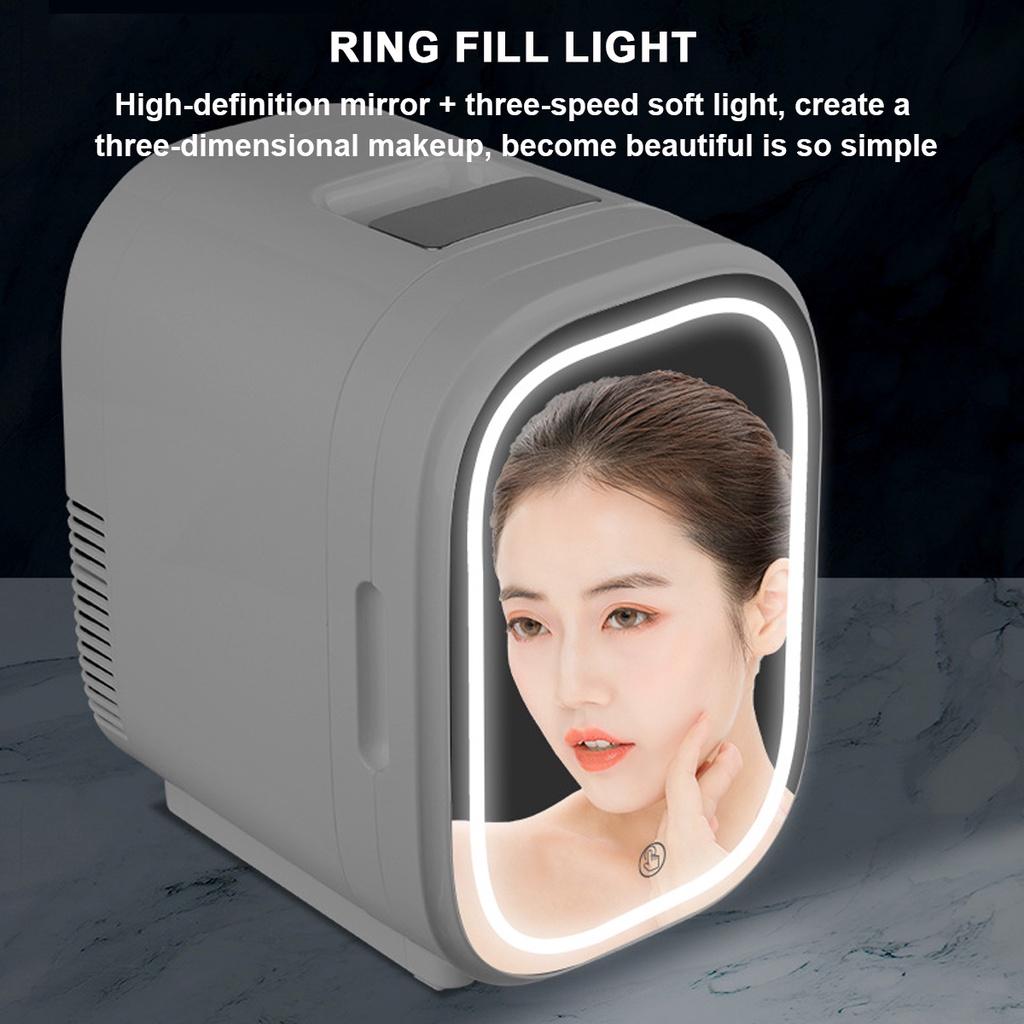 New 8L DeskTop Face Beauty Cosmetics Fridge Skin Care Goods Mirror Fridge Portable Car Refrigerator Freezer Cooler Warming Box For Home Use