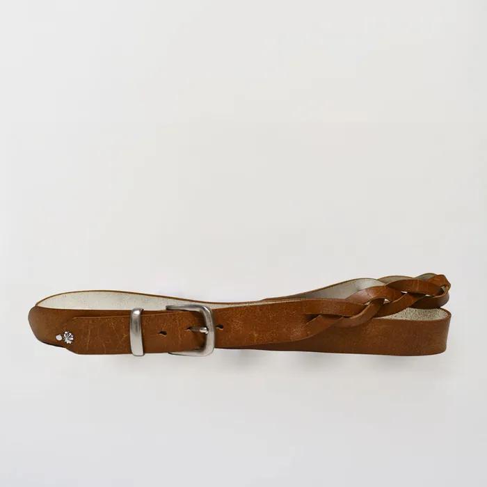 Layered Weaving Leather Belt ( Brown )