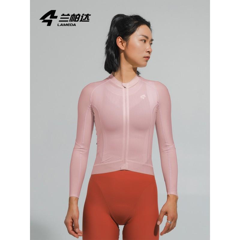 Womens Long Sleeve Cycling Jersey COOLMAX Fabric Breathable UV Protection Slim Fit Road Bike Apparel