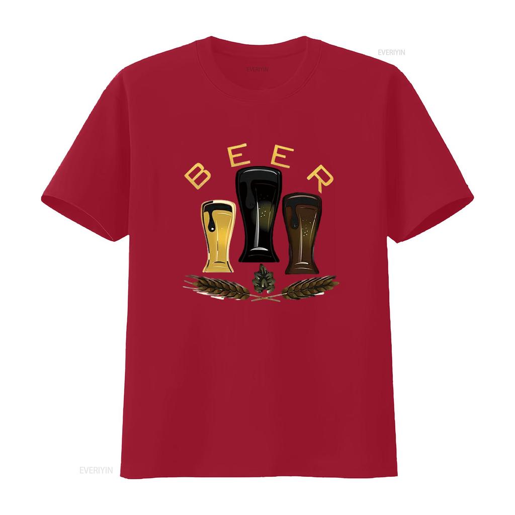 Herren BIER Rundhals T-Shirt Schwarz 3XL Vintage Gewaschen Designer Kleidung Unisex Leicht Stilvoll Mode homme Atmungsaktiv