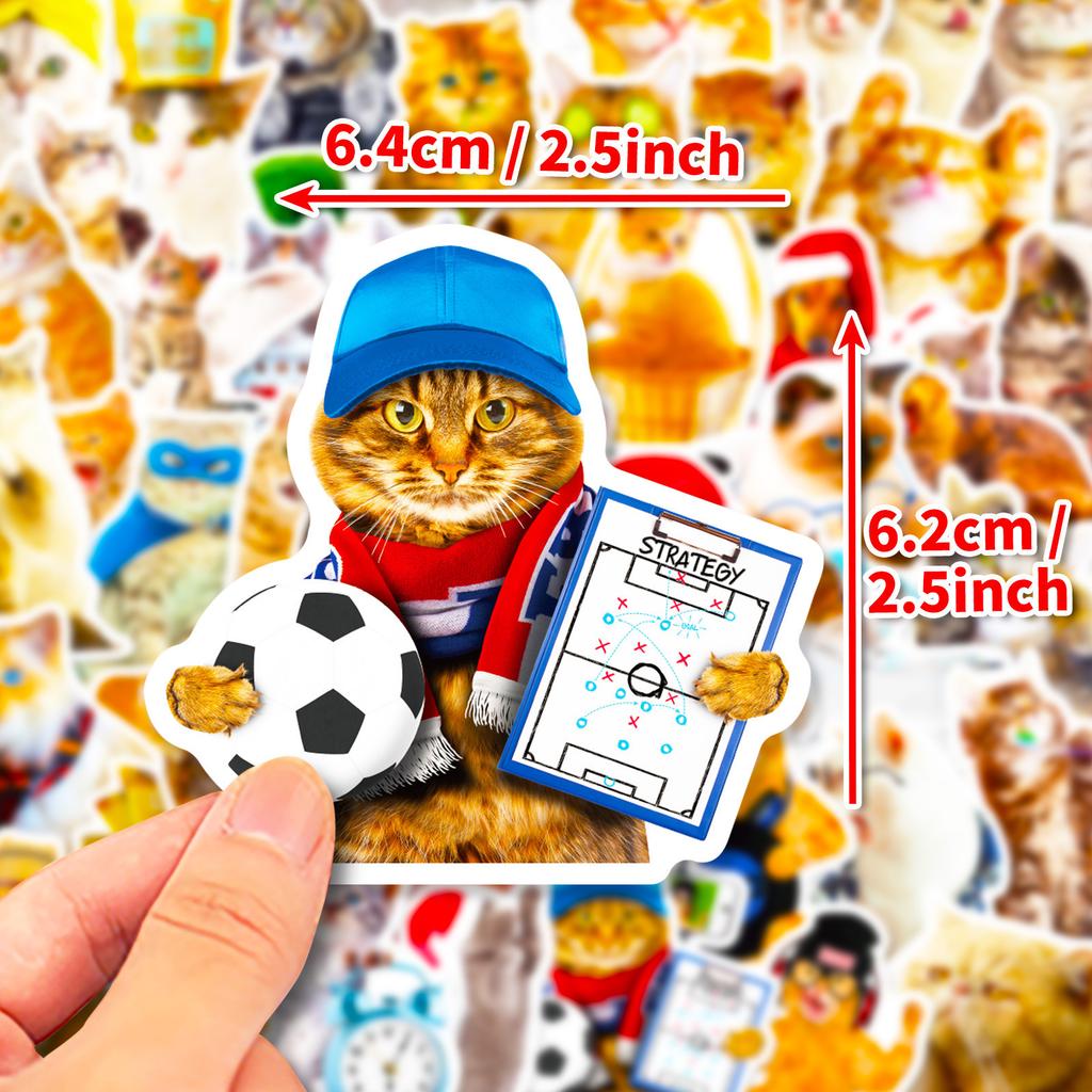 50 Realistic Cat Stickers New Cute Cat Cartoon Graffiti Stickers Notebooks Palette Box Stickers