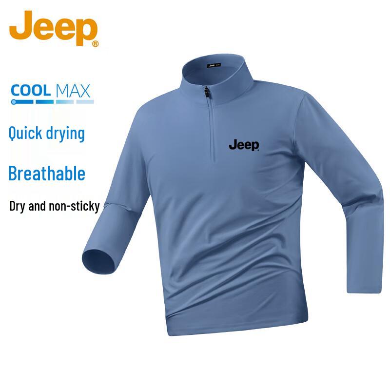 JEEP Men s Quick-Dry Stand Collar Long Sleeve T-Shirt 2XL