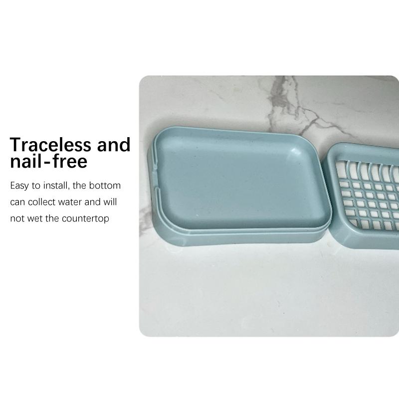 1Pcs Grid Soap Box Toilet Double -Layer Drain Soap Box, No Water Plastic Soap Box Portable Soap Shelf Bathroom Storage Box