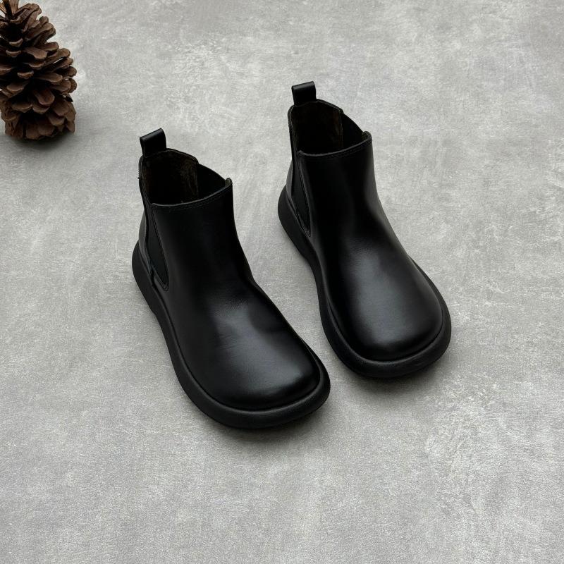 Women's Boots Female Mother Genuine Leather Shoes Platform Ankle Boots Chelsea Boots Autumn Winter Warm Plush Fur Ladies Shoes
