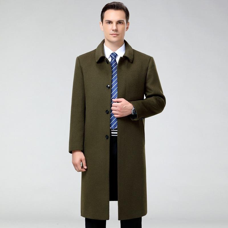 

Чоловіче кашемірове пальто міді преміумкласу, вітрівка для тата середнього віку на осінь та зиму, вільна вовняна куртка M