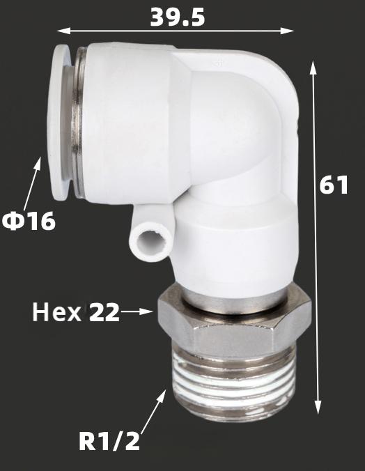 NRL 1700r/min Elbow M5 1/8" 1/4" 3/8" 1/2" BSP Male 4 6 8 10 12 Mm Tube Air Pneumatic High Speed Rotary Pipe Fitting Connector