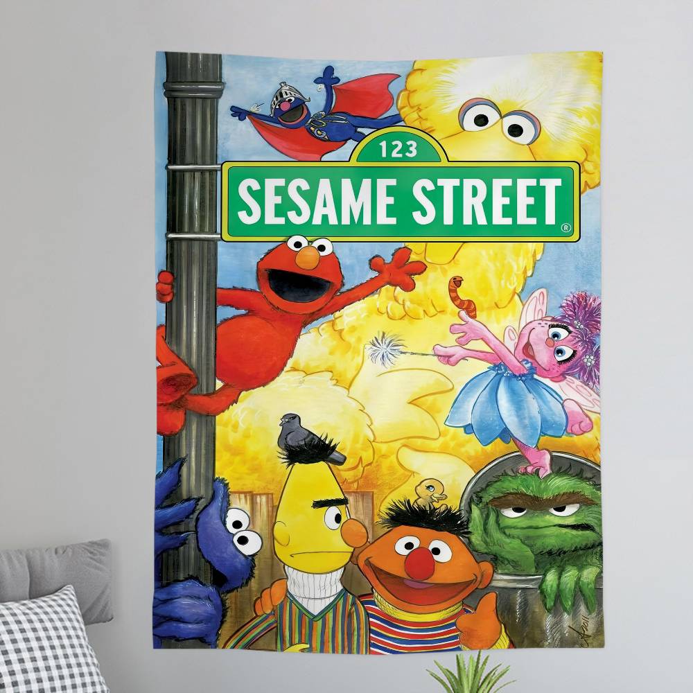 Cartoon SSesame SStreets Hippie Wall Hanging Tapestries for Living Room Home Dorm Decor Art Home Decor