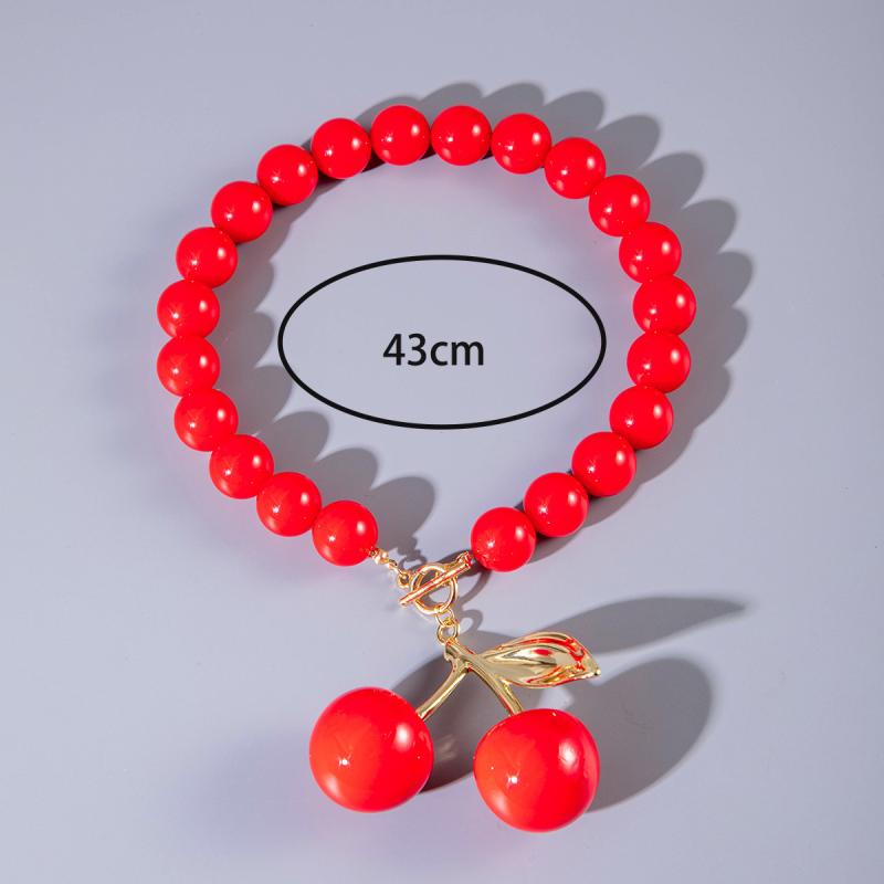 Exaggerated Round Bead Heart Pendant Necklace For Women Handmade Adjustable Chain Choker Party Jewelry Gift Collar