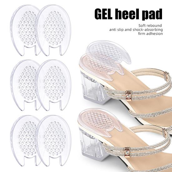 1 Pair Gel Heel Pad Foot Pain Relief Washable Reusable Self-adhesive Shock Absorbing High Heel Shoes Non-slip Heel Cushion Padding