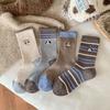 Female Autumn Winter Thickened Warm Cartoon Embroidered Wool Medium Tube Pile Socks