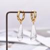 New Fashion Long Waterdrop Pendant Hoop Earrings For Women Round Stainless Steel Gold Color Ear Buckel Dangle Female Jewelry