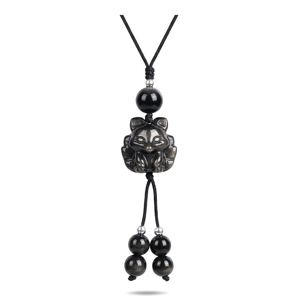 Silver Shining Stone New Chinese Style Keychain Handmade Woven Crystal Keychain  Decoration Chain