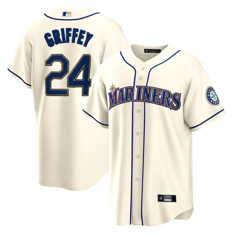 Mens Embroidered Seattle Mariners Baseball Jersey 24 Ken Griffey Jr Fan Apparel Sportswear