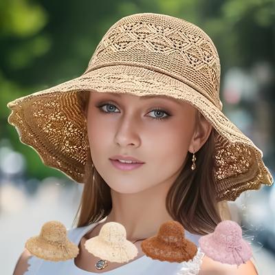 1pc Stylish Wide Brim Sun Hat for Women,Lightweight Foldable Beach Hat Perfect for Summer Trip,Portable Outdoor Visor for Tralve