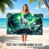 Wolf Theme Beach Towel Personalized Custom Name & Text Soft Quick Dry Beach Towel for Swimming Travel