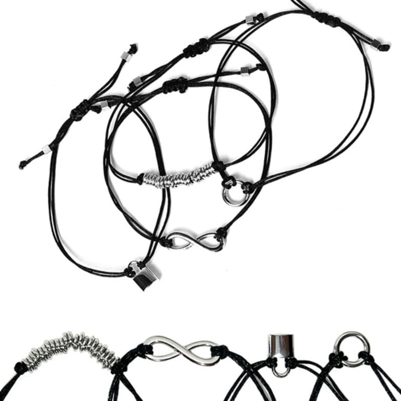 

S SY [2pack] symbol pendant thin string bracelet lock