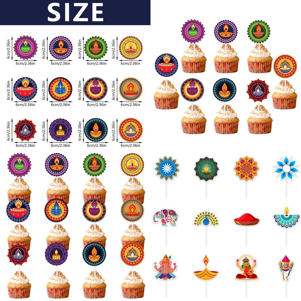 Diwali Theme Cake Topper Flags Paper Party Decor For Celebrations