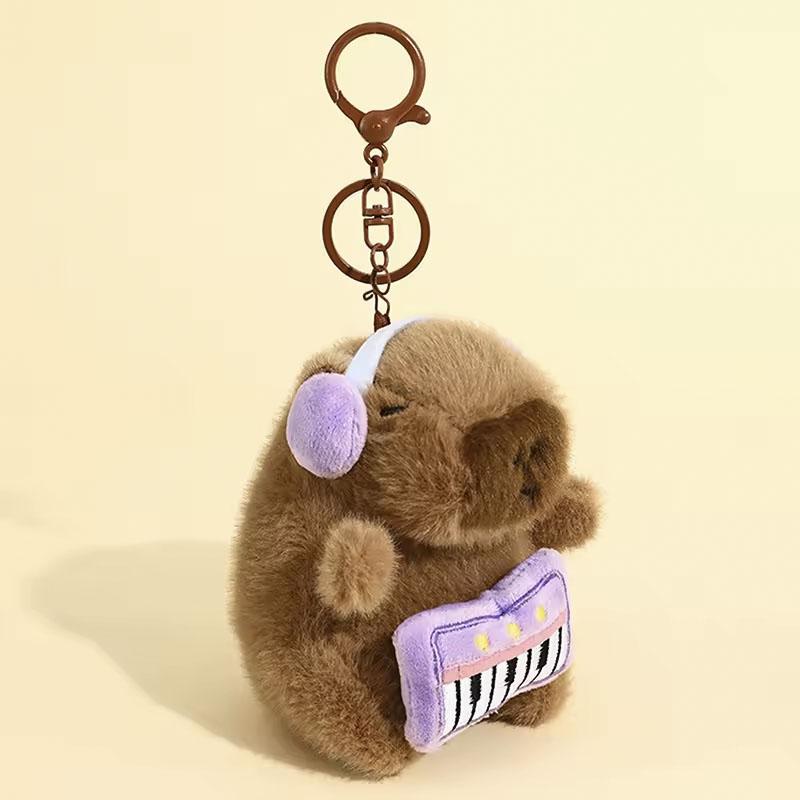 Kawaii Plush Capybara Keychain Pendant Music Band Cartoon Capybara Plush Toy Capybara Plush Doll for Backpacks Accessory Getaway