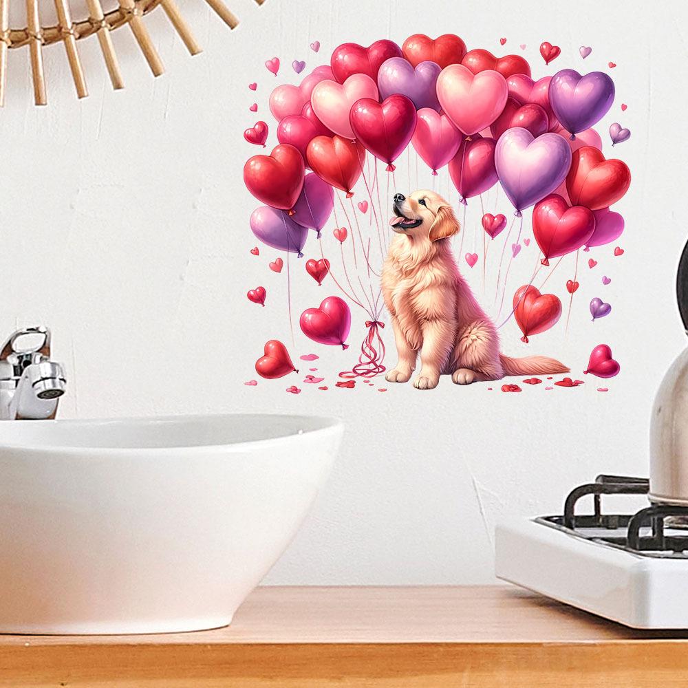 Valentinstag Herzballon Wandaufkleber - Abnehmbare Dekoration für Wohnzimmer, Schlafzimmer oder Eingangsbereich.