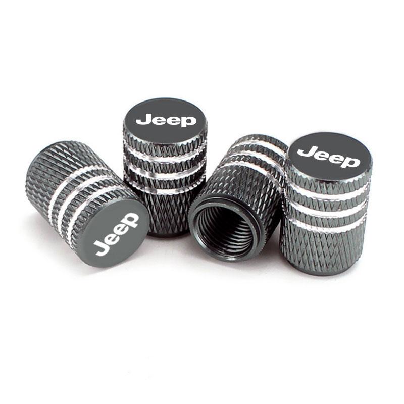 Car Knurling Style Tire Valve Cap Aluminum Tire Valve Stems Cap Sticker For Jeep Renegade Wrangler Cherokee Compass Accessories ALW1