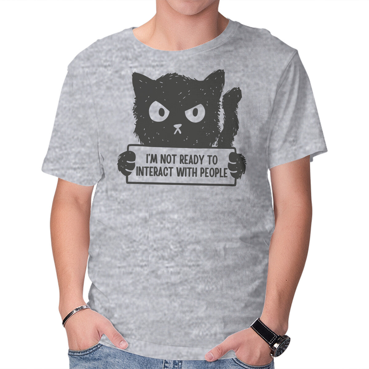 Unisex Crew Neck T-Shirt I m Not Ready To Interact With People Graphic Short Sleeve Casual Tee S