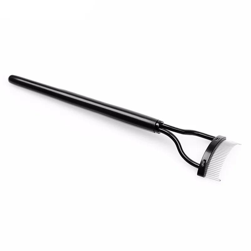 Portable Eyelash Comb Half-Curved Steel Needle Eyebrow Shaving Brush Grafting Eyelash Tool Women's Facial Makeup Accessory