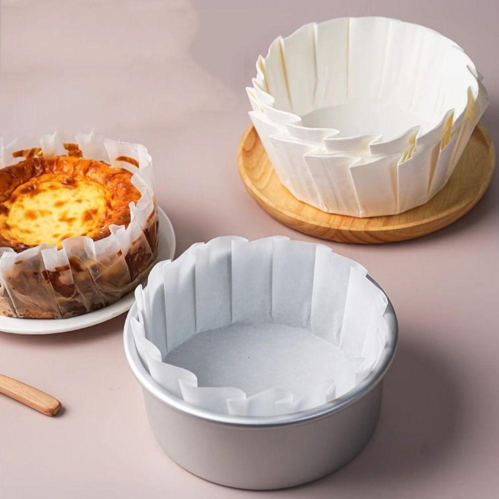 50/100pcs with Ruffled Edges Mousse Cake Wrapper 4/6/8 Inch Disposable Cupcake Liner  Wedding