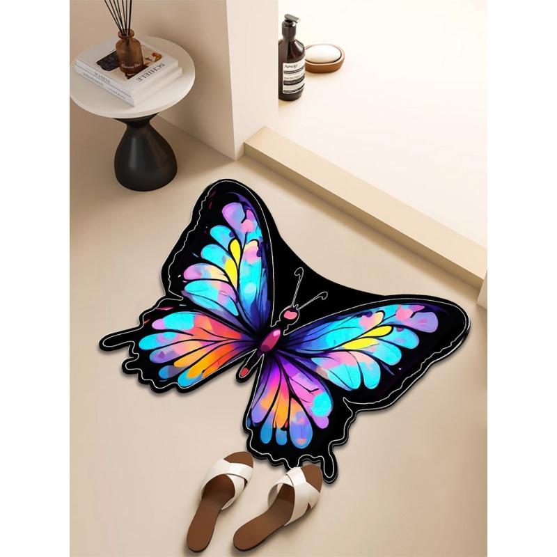 

Нескользящий коврик для пола Butterfly, впитывающий коврик для ног специальной формы, быстросохнущий коврик для входа в туалет и ванную комнату, ковер 50 * 80CM Diatom Mud