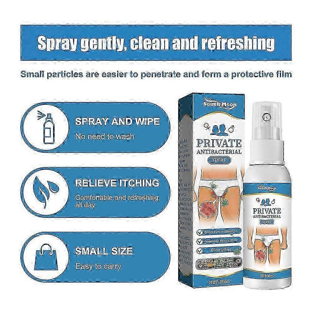 Private Antibacterial Spray, Anti Itch Spray, Natural Herbal Private Parts External Itching Spray, Instant Cooling and Soothing, For Women Men
