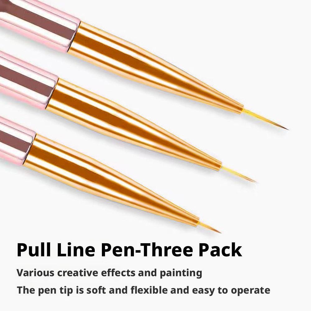 3pcs/Set French Stripe Nail Art Line Painting Pen 3D Tips Manicure Slim Line Drawing Pen UV Gel Brushes Painting Tools