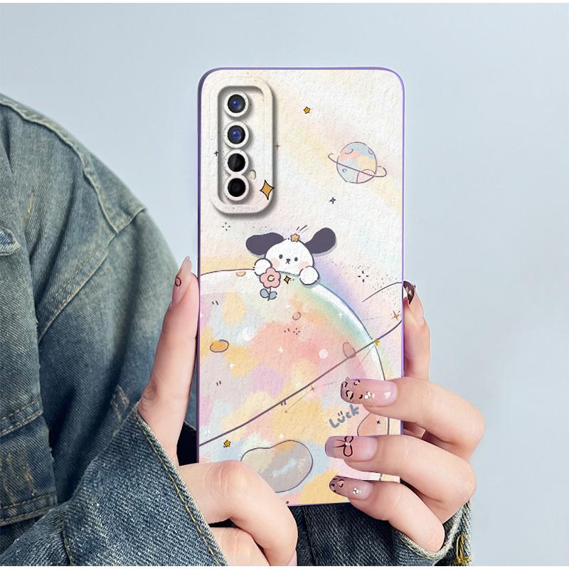For Realme 7 RMX2151 RMX2155 Phone Case Realme7 4G Back Cover Soft Silicone Sweet Lovely Cartoon Panda Flower Printed Coque Capa