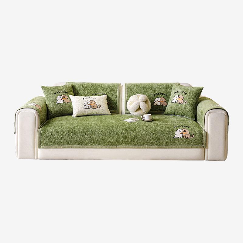 Colorful Cartoon Embroidered Sofa Cushion with Anti-skid High-end Feel Sofa Cover Cloth Towel All Season Universal Seat Cushion