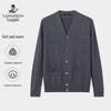 Langdeng Men's V-Neck Wool Blend Cardigan Sweater