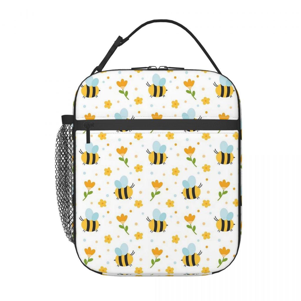 Borsa Termica per Pranzo con Motivo Fiori e Api per Donne Bambini Scatole per Alimenti Portatili Pranzo al Sacco Termico Borsa Tote