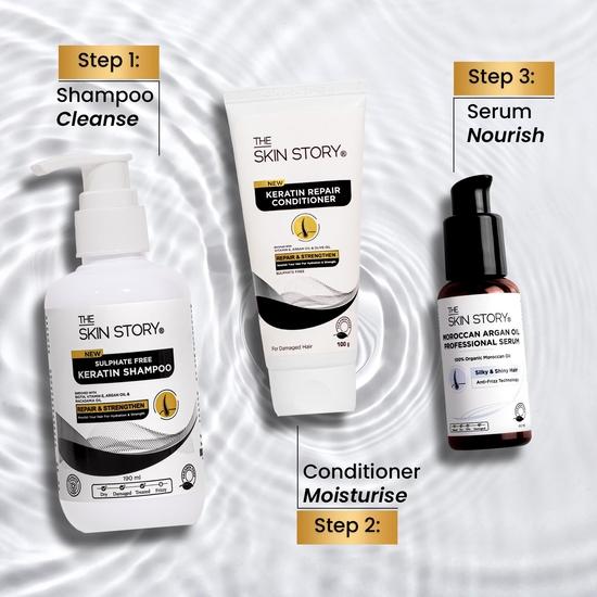 The Skin Story Après-shampoing pour Cheveux Traités & Colorés | Répare les Pointes Fourchues & les Cheveux Abîmés | Brillance Longue Durée | Après-shampoing pour Femmes & Hommes | 100g