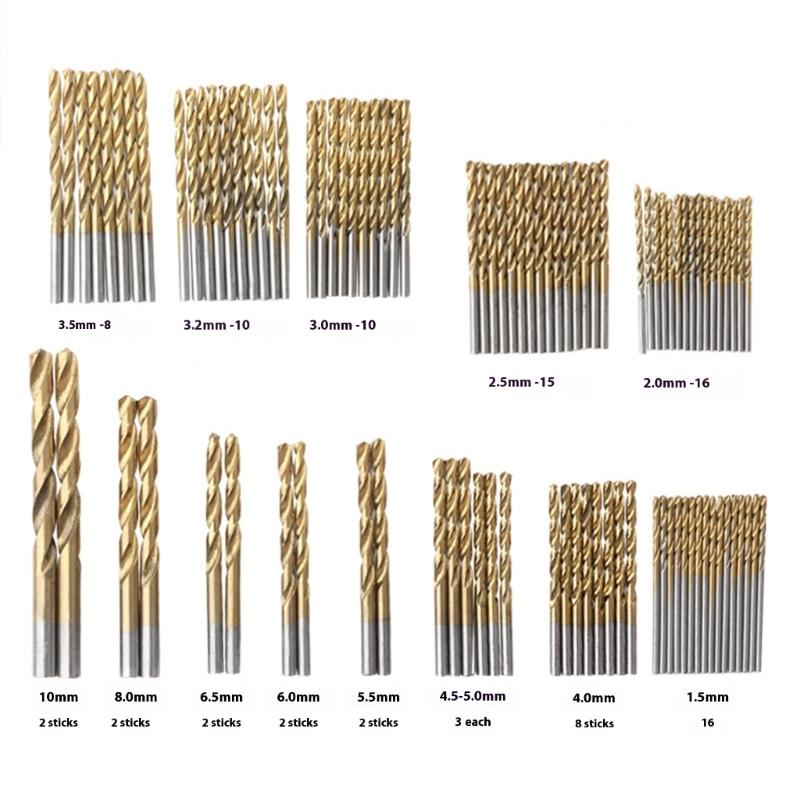 Professional HSS Drill Bits Set 1.5mm-10mm 99 Pieces Suitable For Aluminum Alloy Cast Iron Wood Plastic In Storage Tray