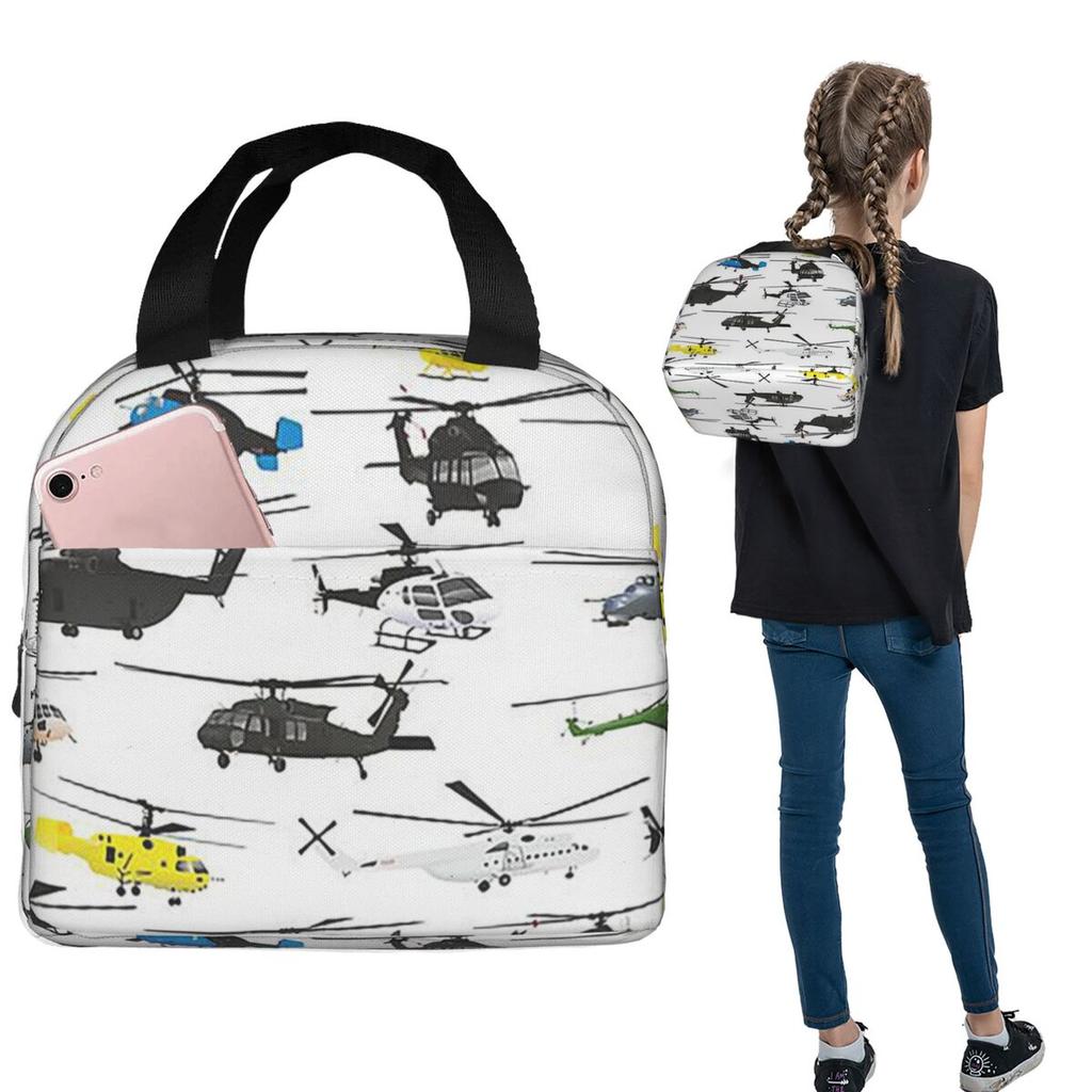 Multiple Helicopters Insulated Lunch Bag for Women Children Portable Food Boxes Thermal Lunch Box Tote