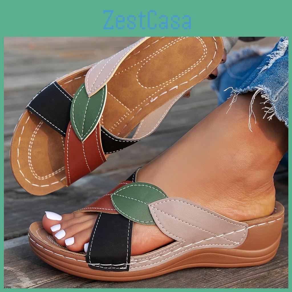 Thick Shoes Summer Slipperswomens Bottom Big Size Cross Strap Slippersbeach Shoes Colorful Fish Mouth Slippers