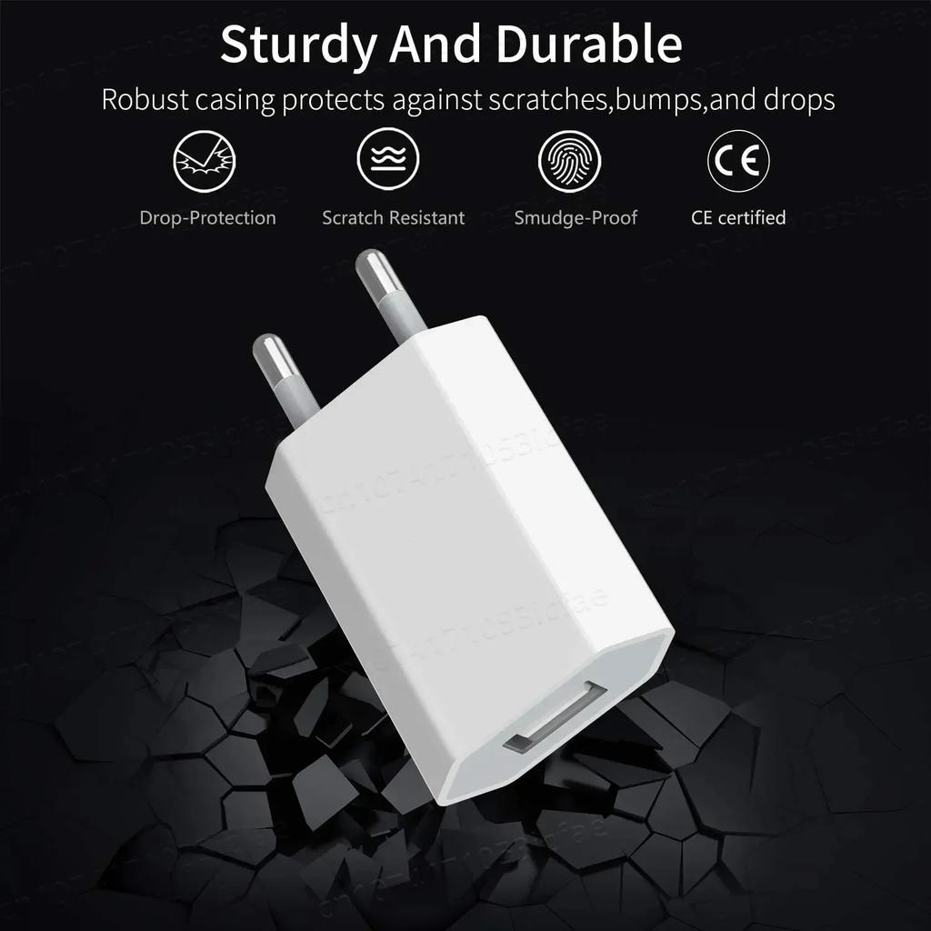 2-5PCs 5V 1A Eu AC Home Travel USB Wall Charger For IPhone 6 7 8 Plus X Xr 11 12 13 14