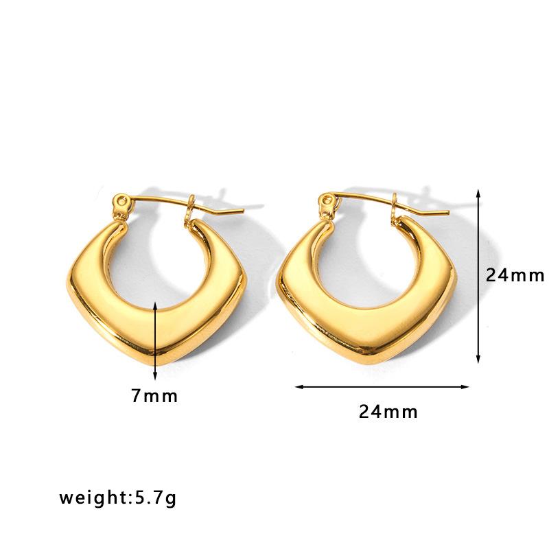 Gold Color Stainless Steel Hoop Earrings For Women Ear Drop Stud
